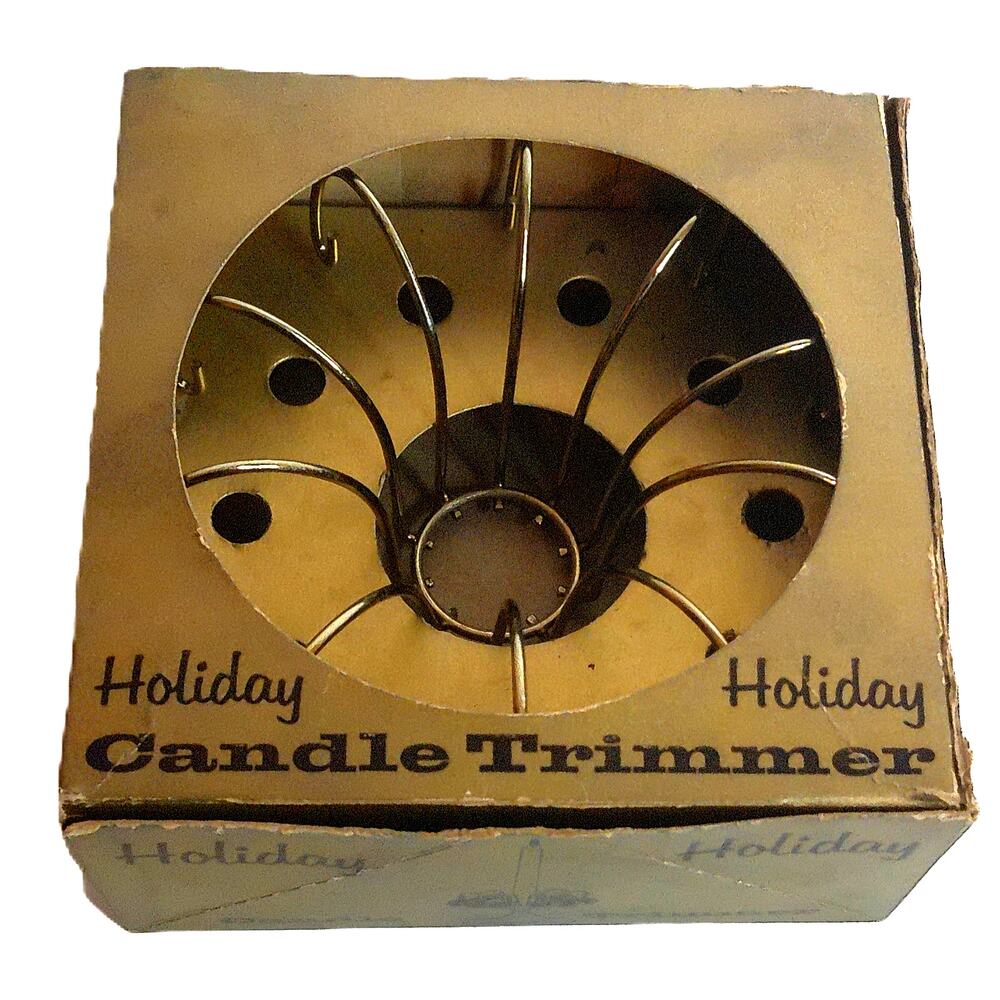 Vintage Nated Corp Mid Century Gold Holiday Candle Trimmer Carousel Taper Holder